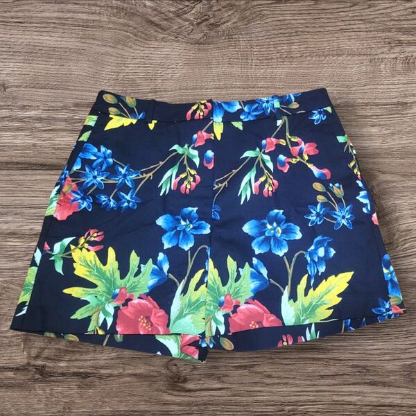 ザラベーシック ショートパンツ ボトムス 花柄 レディース Sサイズ ネイビー ZARA BASIC 【中古】