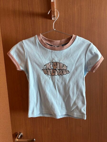 X-girl レディース Tシャツ ミニ丈 リンガーティー