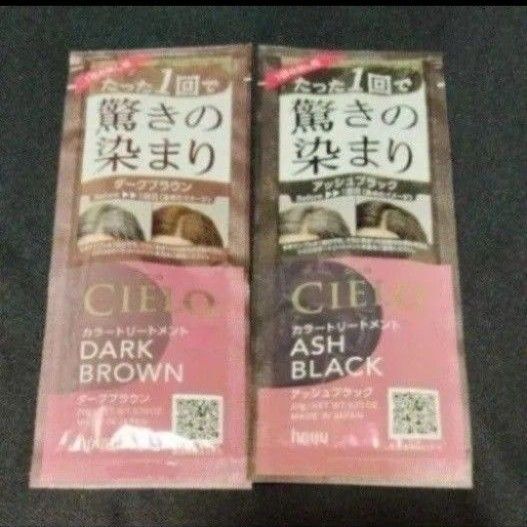 シエロ カラートリートメント 試供品 白髪用 ダークブラウン 1点 アッシュブラック 1点