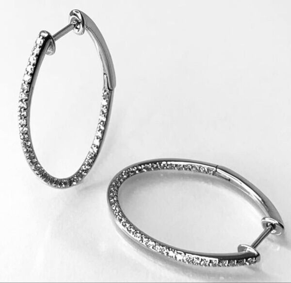 K18WGダイヤモンドフープピアス 0.48ct