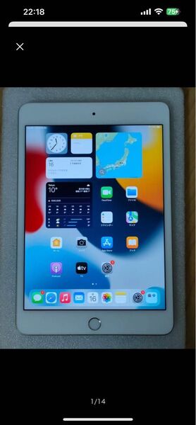 iPad mini 4 128G バッテリーの確認 iPad シルバー Wi-Fi 硬貨ガラスシールド+対衝撃シェル付き