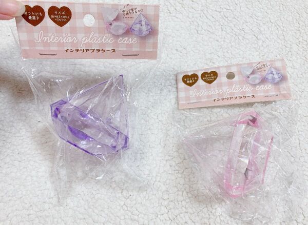 Seria(Seria)クリア小物ケース 小物入れ ダイヤモンド×2点+おまけおぱんちゅうさぎミニファイル