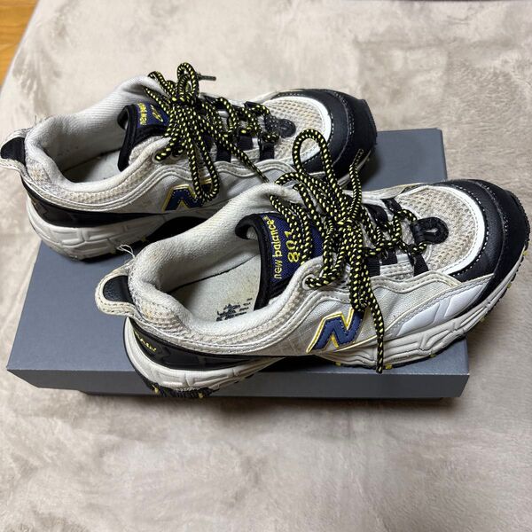 new balance 801 スニーカー グレー×ネイビー×イエロー