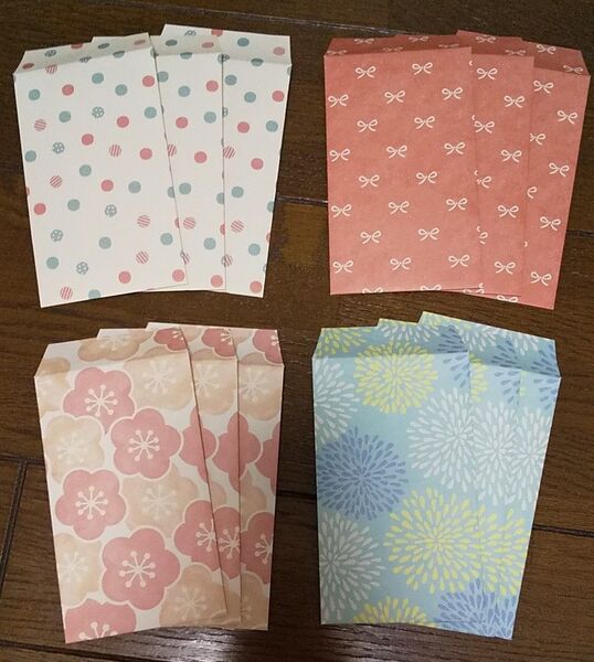 ハンドメイド ポチ袋 ミニ封筒 お年玉袋 お祝い お小遣い ラッピング プレゼント おすそわけ 折り紙 水玉 ドット柄 花火