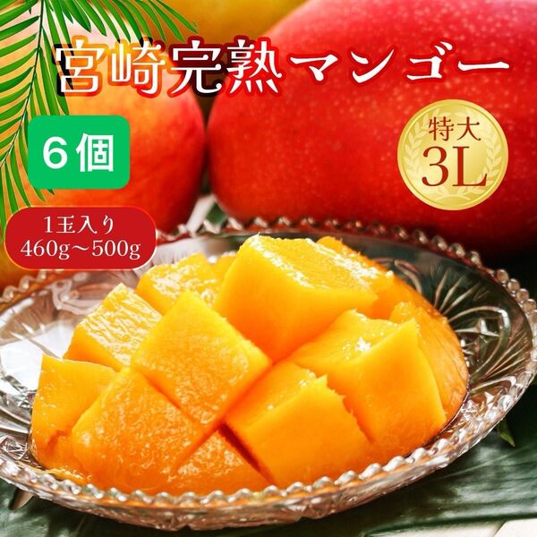 送料無料 宮崎完熟マンゴー 3L 6個 果物 高級フルーツ 父の日にも