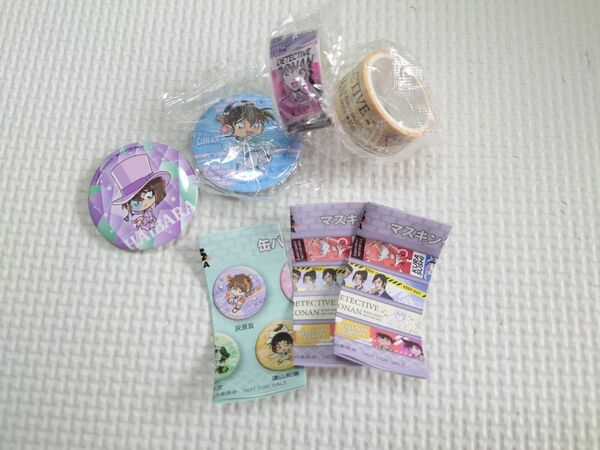 くら寿司 ビッくらポン景品 非売品 名探偵コナン 工藤新一 灰原哀 マスキングテープ 缶バッジ