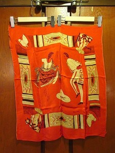  Vintage 50's*meki олень n принт шарф примерно 67.5cm× примерно 58cm*200525s8-scf 1950s Mexico производства красный 