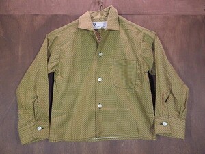 ビンテージ60's★DEADSTOCK Tupeloキッズコットン小紋柄ループカラーシャツsize8★200508n11-k-lssh子供服オープンカラーシャツ長袖シャツ