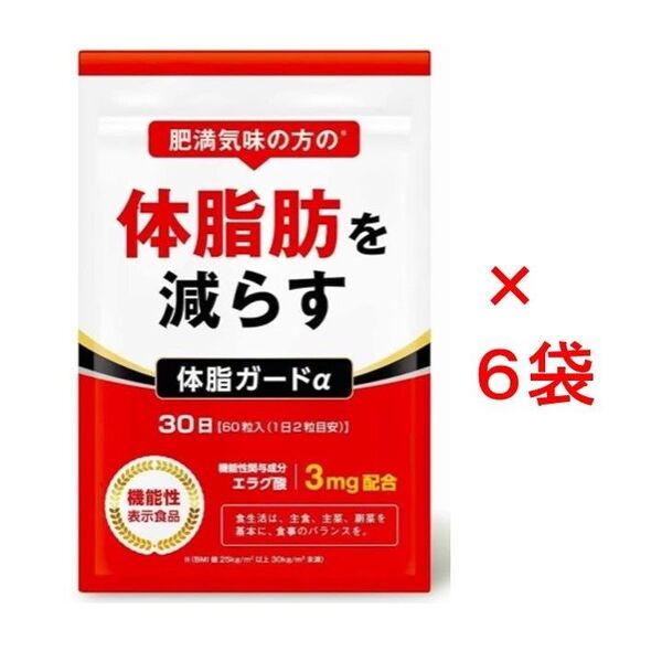 【新品未開封】肥満気味の方の体脂肪を減らす 体脂ガードα 30日×6袋セット(DUEN)