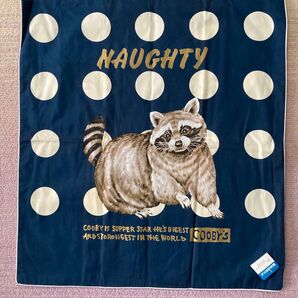 未使用 1枚 座布団カバー アライグマ 水玉 ドット 昭和レトロ COOBY