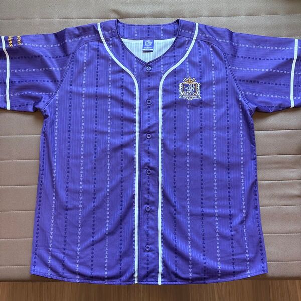 サンフレッチェ広島 ストライプベースボールシャツ バイオレット XL 背番号24
