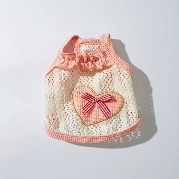 【新品】ペット服 春夏 人気 可愛いラブリボンベスト ソフト生地