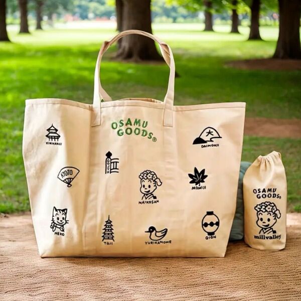 【新品】OSAMU GOODS オサムグッズ キャンバストートバッグ+マグスリーブ ショルダーバッグ 大容量 収納ポーチ付き