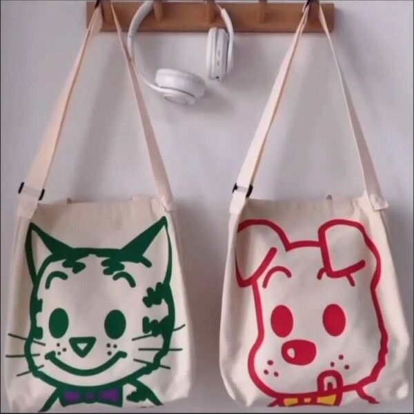 【新品】OSAMU GOODS キャンバスクロスボディバッグ カジュアルショルダーバッグ(CAT)(DOG)