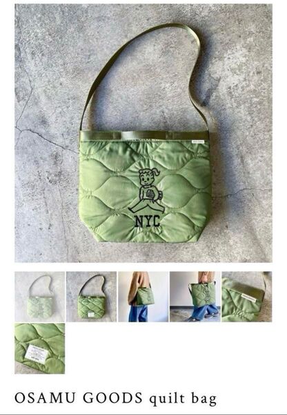 【新品】OSAMU GOODS quilt bag オサムグッズ 刺繍ショルダーバッグ 大容量 オックスフォード生地 耐久性抜群