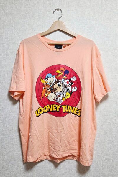 ★H&M エイチアンドエム★LOONEY TUNES ルーニー・テューンズ/プリントTシャツ★ピンク XL★新品タグ付き★