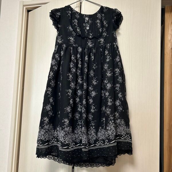 any fam 小花柄ワンピース 140cm 黒