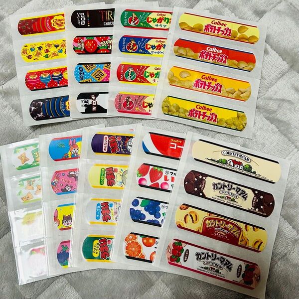 新品 おもしろ お菓子柄 絆創膏 36枚セット ポテチ カントリーマーム チロルチョコ チュッパチャップス じゃがりこ