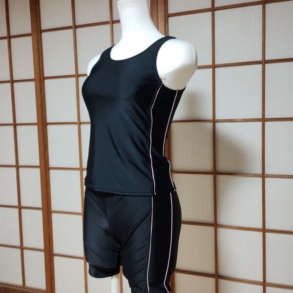 スポーツ用水着 ブラック タンクトップ・ショートパンツセット セパレート