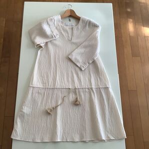 イタリア製 七分袖 上品 チュニック オフホワイト