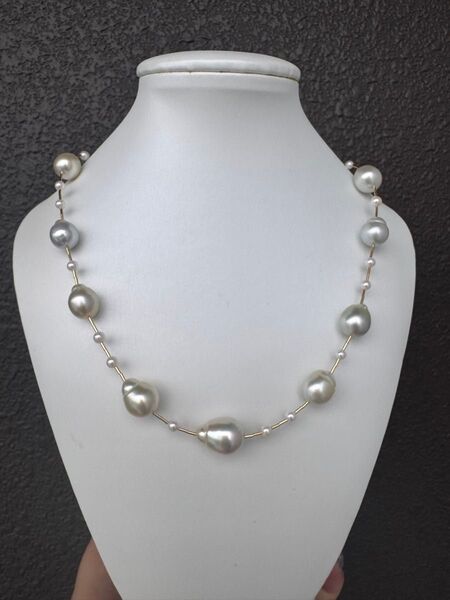 新品 南洋白蝶 アコヤパールネックレス 18K