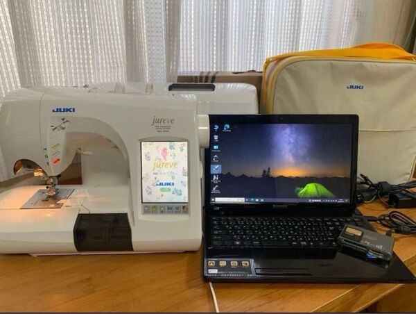 JUKI Jureve HZL-010N 刺繍ミシン+刺繍機 +刺繍ソフト入りPC+SMカード+SMカードリーダーライター