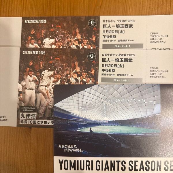 6月20日巨人vs西武戦チケット2枚