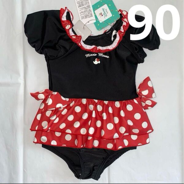 90 フタフタ ミニー 水着 ディズニー ミニーちゃん リボン ワンピース水着