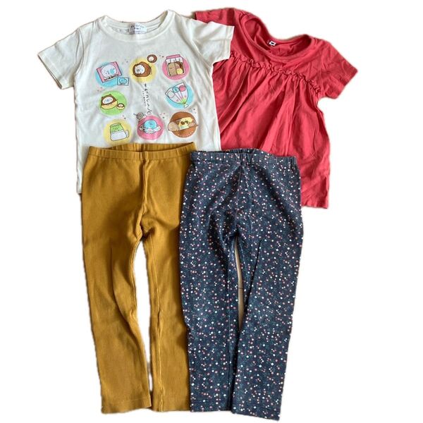 UNIQLO レギンス 花柄 黄色 半袖Tシャツ すみっコぐらしTシャツ 4枚セット 100cm