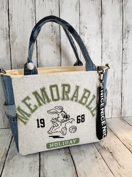 ハンドメイド バッグ デニムバッグ トートバッグ