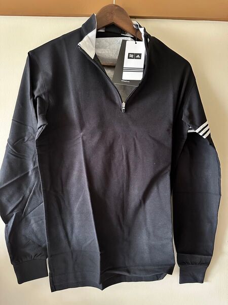 ゴルフ golf adidas アディダス ハーフジップシャツ 黒 長袖 未使用 タグ付き S 送料無料 プレゼントにも最適