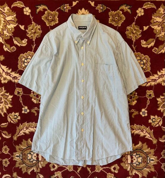 OLD UNIQLO オールドユニクロ 半袖シャツ 00s 古着 水色 チェック