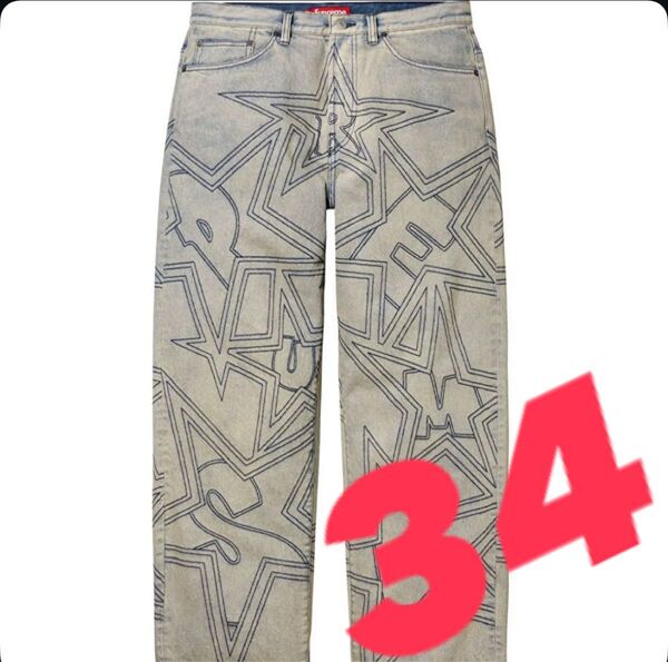 supreme Stars Topstitch Baggy Jean Dlrty