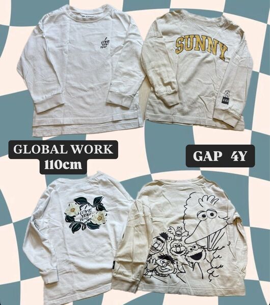 110cm ロンT セット GLOBAL WORK GAP セサミストリート エルモ 4y 長袖Tシャツ 子供服 キッズ