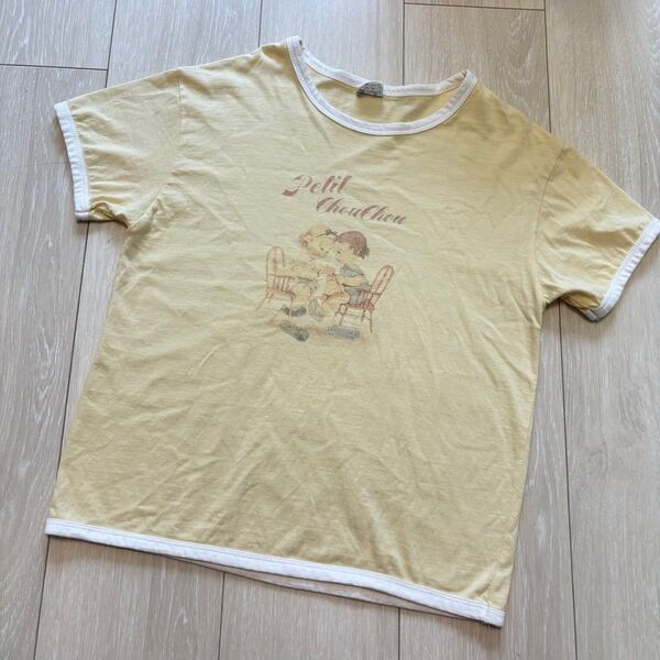 OOTT BEBE 半袖Tシャツ イエロー 韓国子供服 Tシャツ トップス プリント XL 120cm