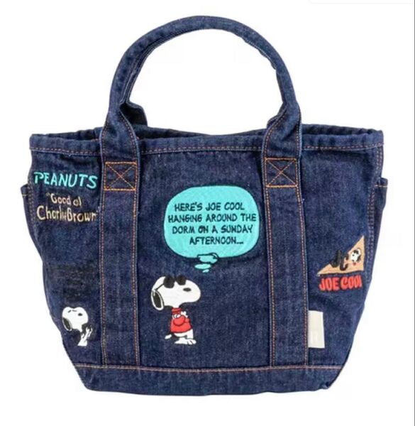 【新品未使用】スヌーピー 刺繍デニムトートバッグ【12】
