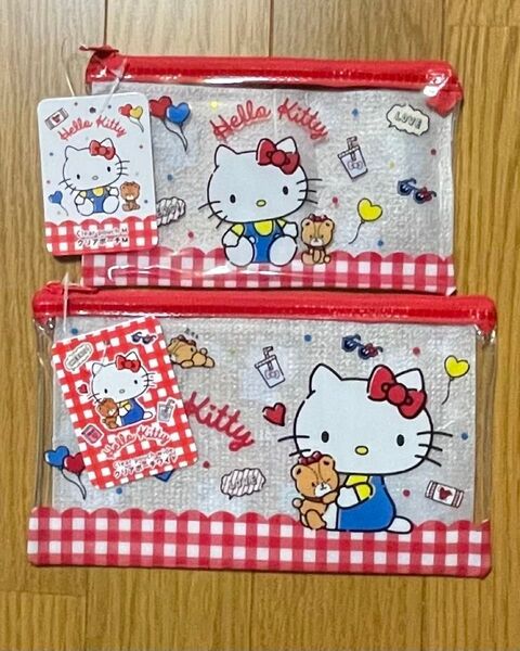 【新品未使用】ハローキティ クリアポーチ2種類(M・ワイド)④