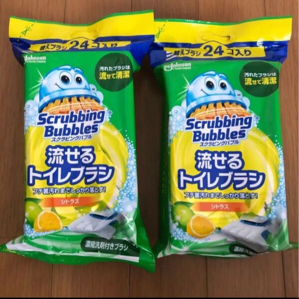 スクラビングバブル流せるトイレブラシ替えブラシ シトラス24個入り×2パック