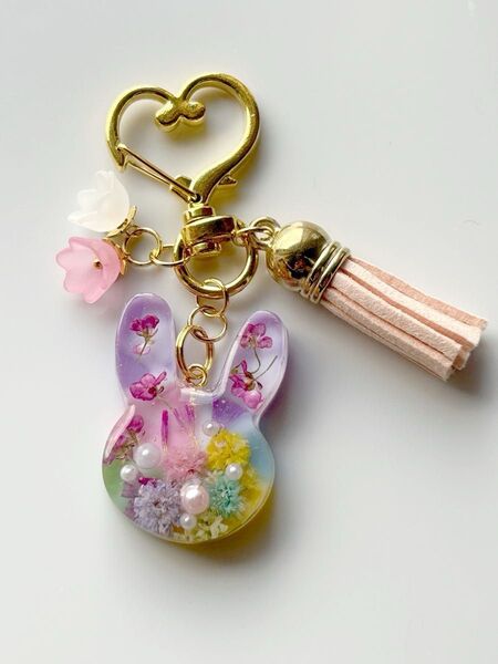 レジン ハンドメイド キーホルダー うさぎ