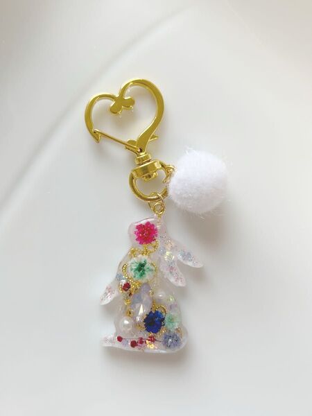 レジン ハンドメイド うさぎ キーホルダー