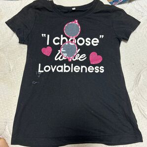プリントTシャツ I choose to be Lovableness 黒 レディース