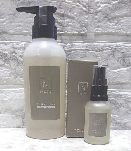 N organic マイルド&リファイニング シャンプー ポンプ 300ml ヘアオイル 30ml 2点