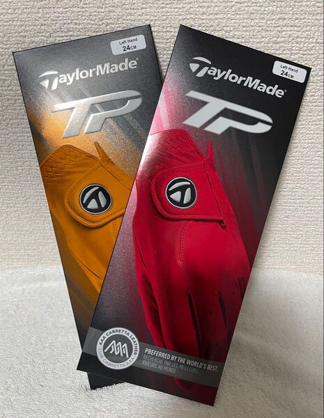 TaylorMade テーラーメイド ゴルフ TP カラー グローブ レッド / オレンジ 左手24cm (右打ち) 各1個