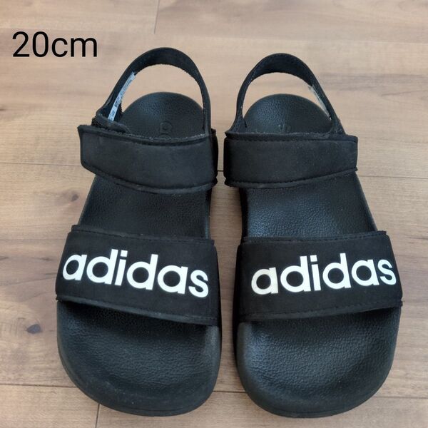 adidas サンダル キッズ 20cm ブラック 黒