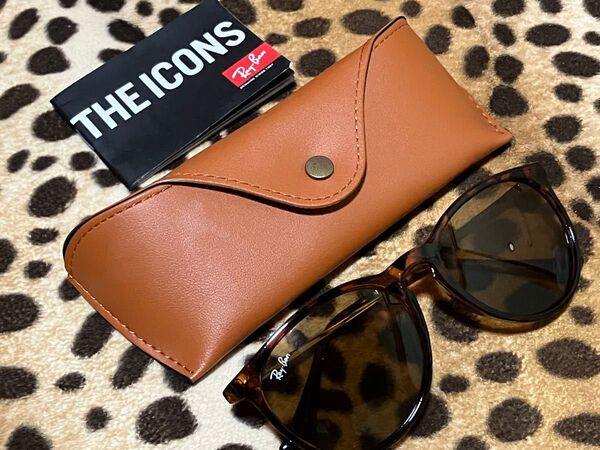3 美品 レイバン 純正 鼈甲柄 サングラス ケース付 ライトブラウンレンズ ブラウンフレーム Ray Ban レディース メンズ