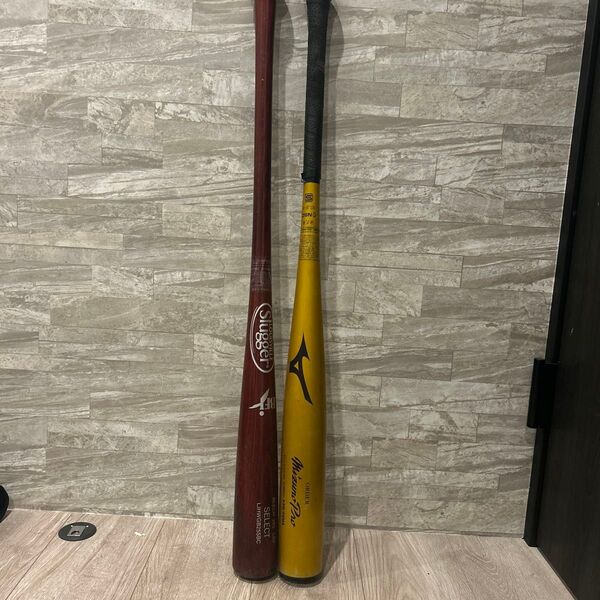 硬式木製バット 硬式金属バット2本セット Louisville Slugger Mizuno Pro