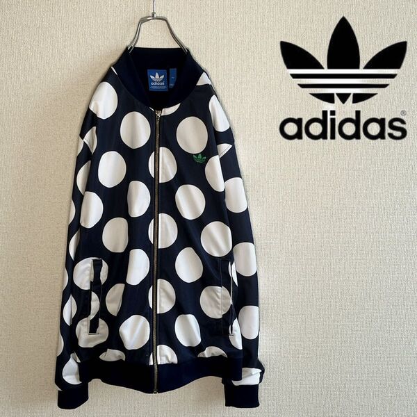 アディダス adidas ジャージ トラックジャケット ネイビー ドット柄 XL