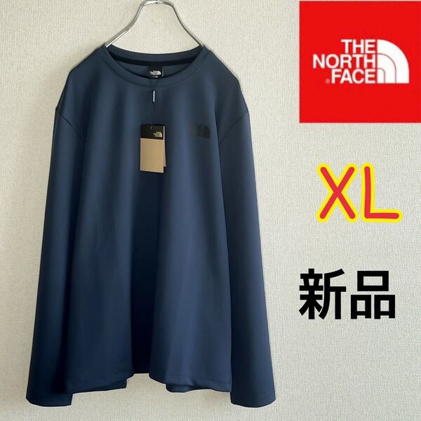 【新品】ノースフェイス ロンT 長袖Tシャツ ロングスリーブ ロングカットソー ネイビー メンズXL