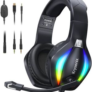 【新品未使用】ゲーミングヘッドセット ノイズキャンセリングマイク搭載 高遮音設計 ブラック