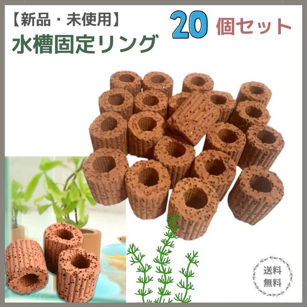 【新品】水草固定リング 20個セット 水槽用 アクアリウム内装 濾過 水質改善 隠れ家 目立ちにくい 金魚 メダカ